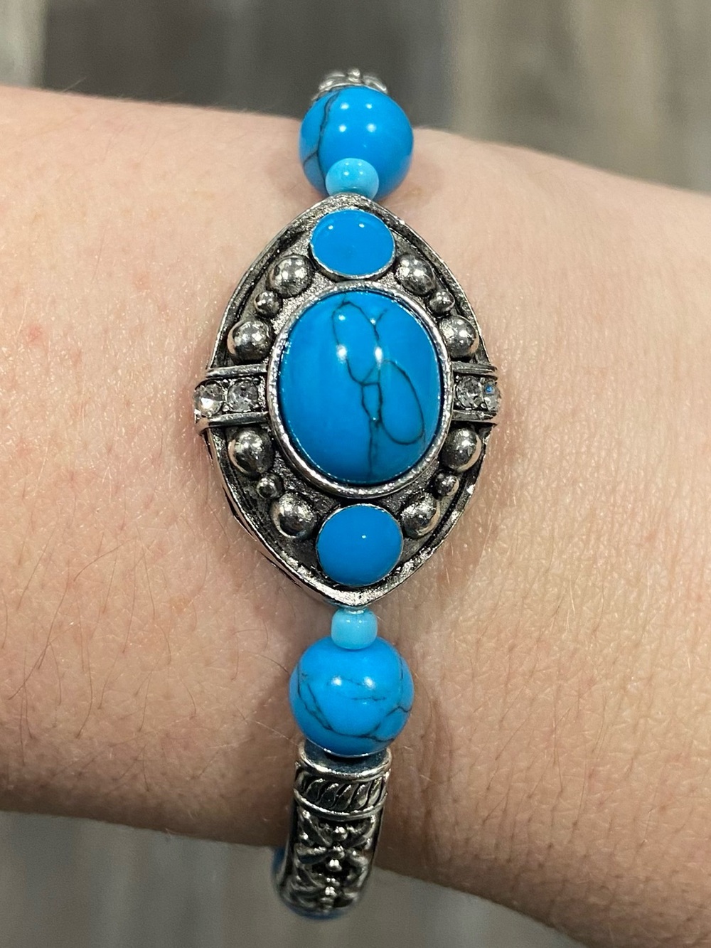 Turquoise Blue Stone Stretch Bracelet